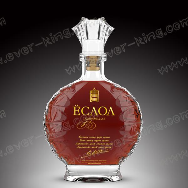 Round Cork Wine Empty Whiskey Glass Bottle High Capacity Transparent Simple