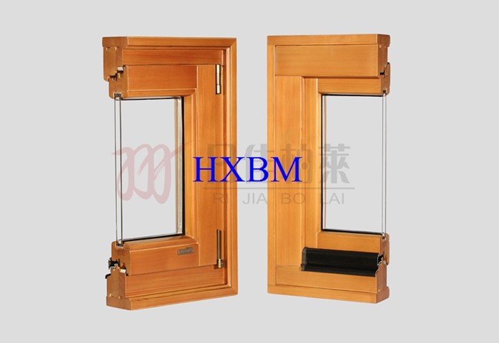 Anodized 12A 5mm Triple Glass Pine Wood Windows Heat Insulation
