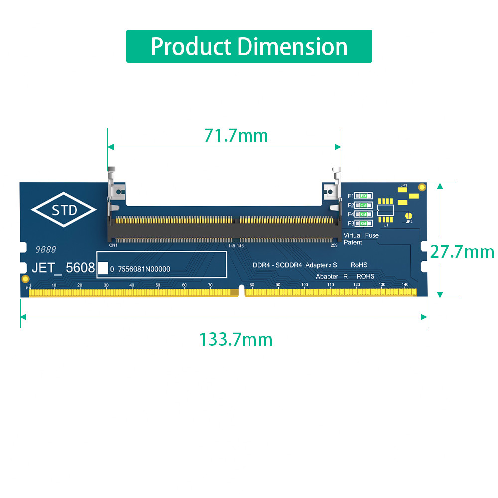 LLaptop DDR4 RAM to Desktop Adapter Card, Memory Tester SO DIMM to ddr4 Converter.