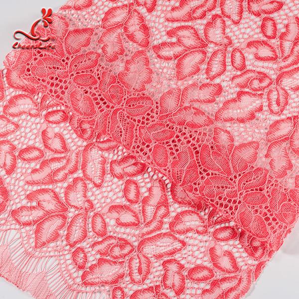 Comfortable Pink Embroidered Lace Fabric Dimensional High Stability