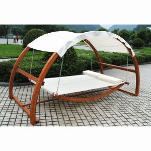 China Double Person Larch Wood Swing Hammock Polyester Shade Holiday Leisure wholesale