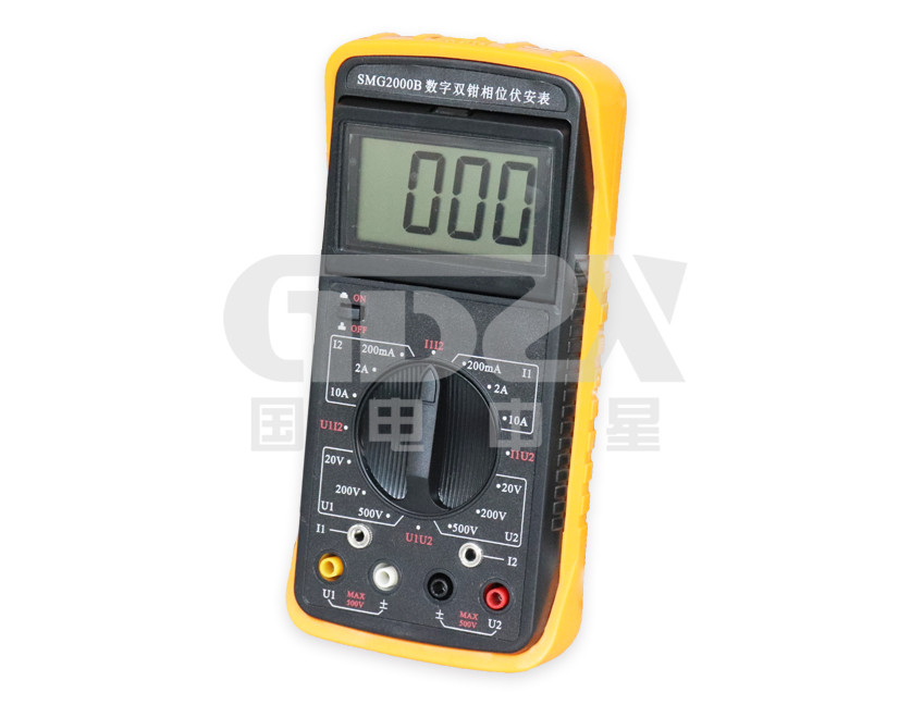 Double Clamp Digital Phase Meter , Portable Power Quality Analyser High Resolution
