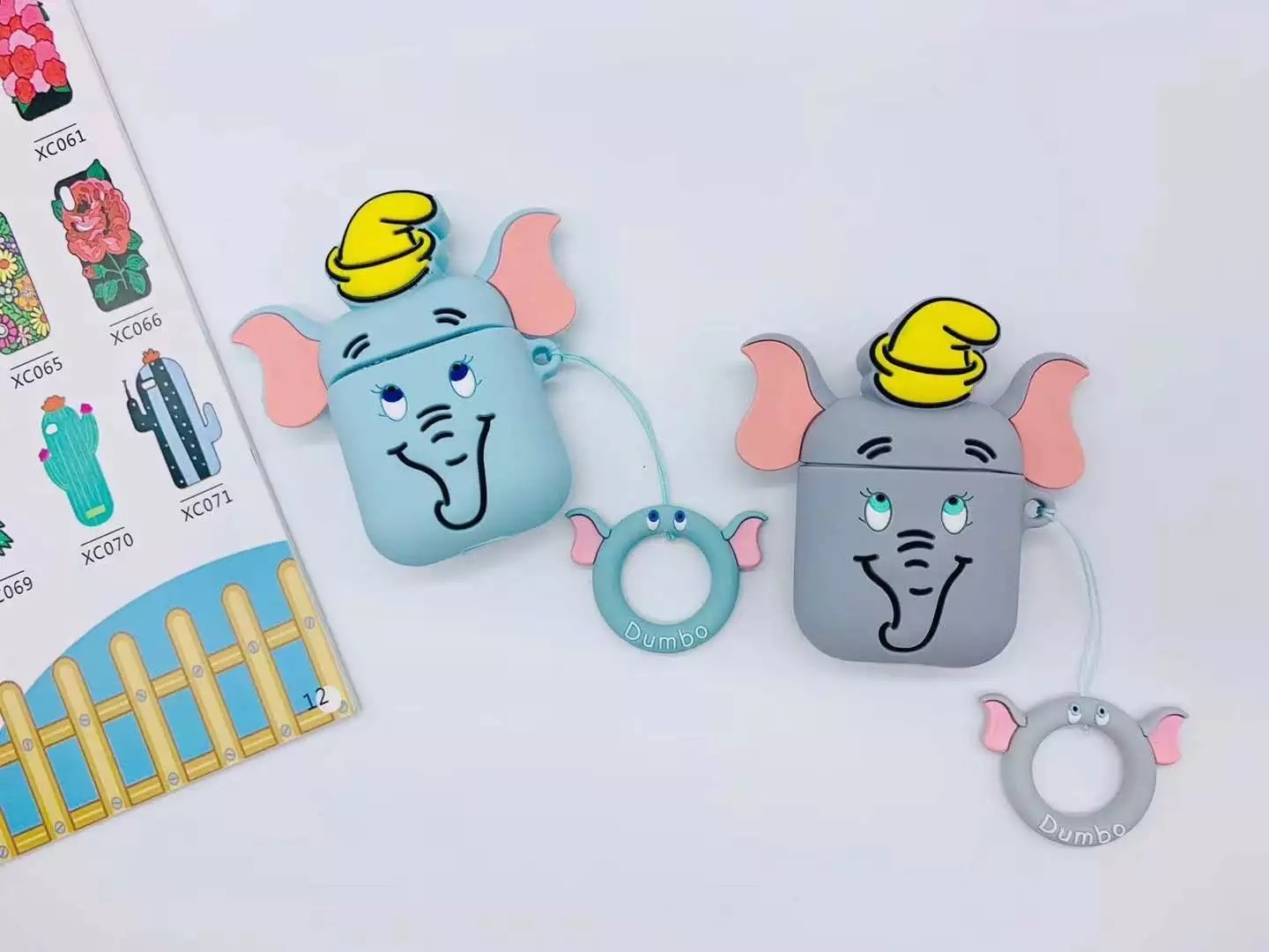 2019 NEW Cute Suitcase Anti-lost Cover for Airpods Silicone case with Finger Ring Strap