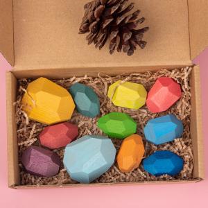 China Jenga 14cm Rock Wooden Building Blocks Set Wooden Stacking Blocks Balancing Toy on sale