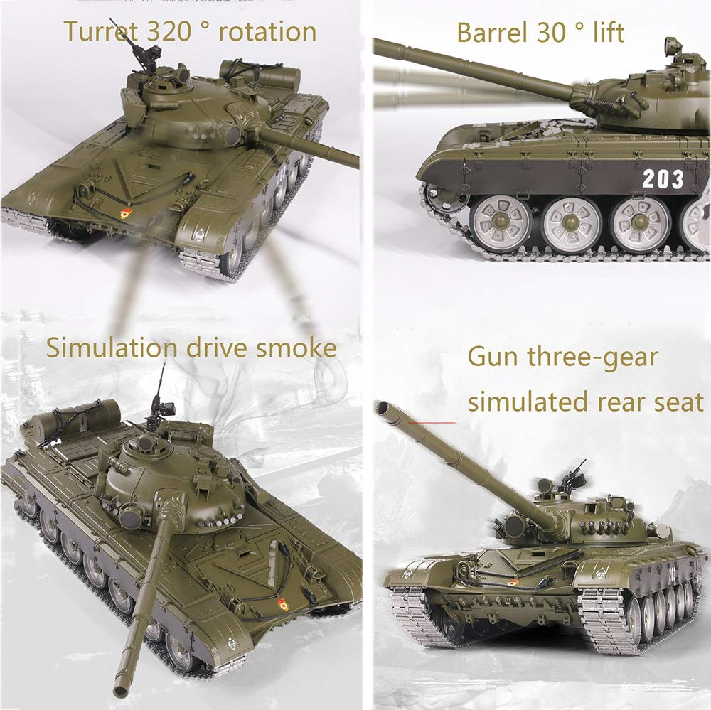 1/16 RC Tank Shooting Toy Car Electric Boys Toys with Music Smoke and Remote Control