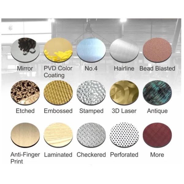 Gold Mirror Stainless Steel Plate 300mm 430 201 304 Gold Metallic Color Decorative