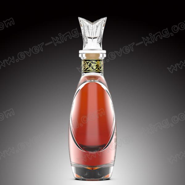 Elegant Shape Tequila Brandy Glass Bottle With Cork Top