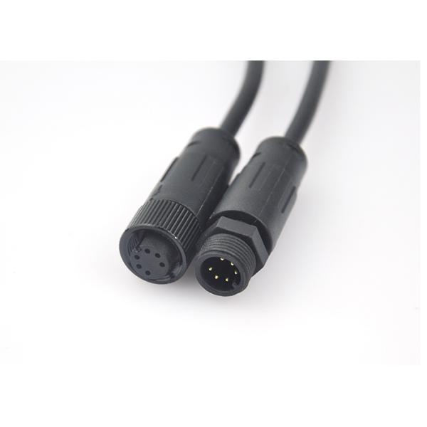 Electrical Wire M12 Waterproof Connector Ip67 4 Pin Black ISO9001 Certificated