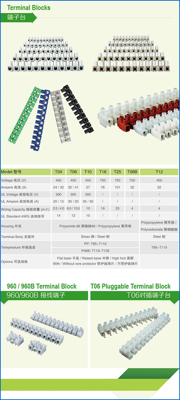 Injection Molding 5 Pole Wire Protected Connector Fuse Terminal Blocks FT06-5W With Brass Clamping Unit