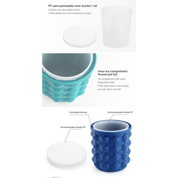 Portable 600ml 1100ml PP Silicone Magic Ice Bucket