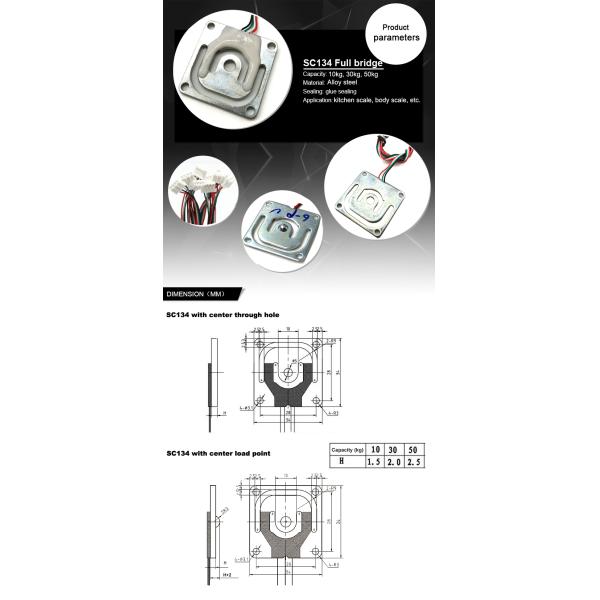 10kg 30kg 50kg 75kg 100kg 150kg Small Micro Load Cell for Full Bridge Body Scale Voltage Supply 3-10V 1.6mv/v Output