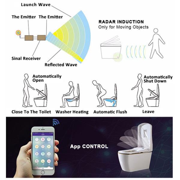 One Piece Intelligent Bathroom Sanitary Ware With Foot Touch Sensor Flushing