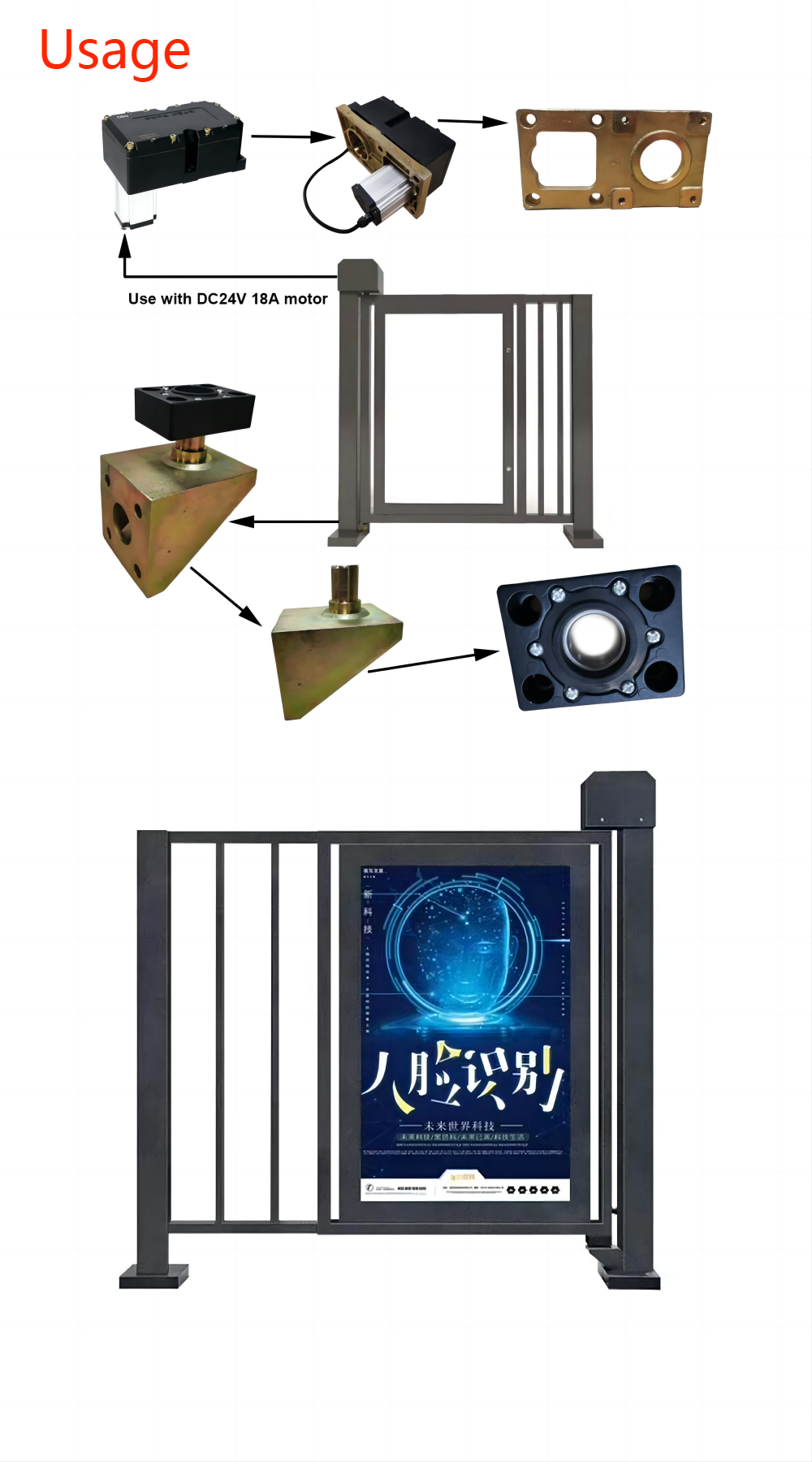 Smooth Access Control Swing Barrier Gate Turnstile 24V DC In Traffic Areas