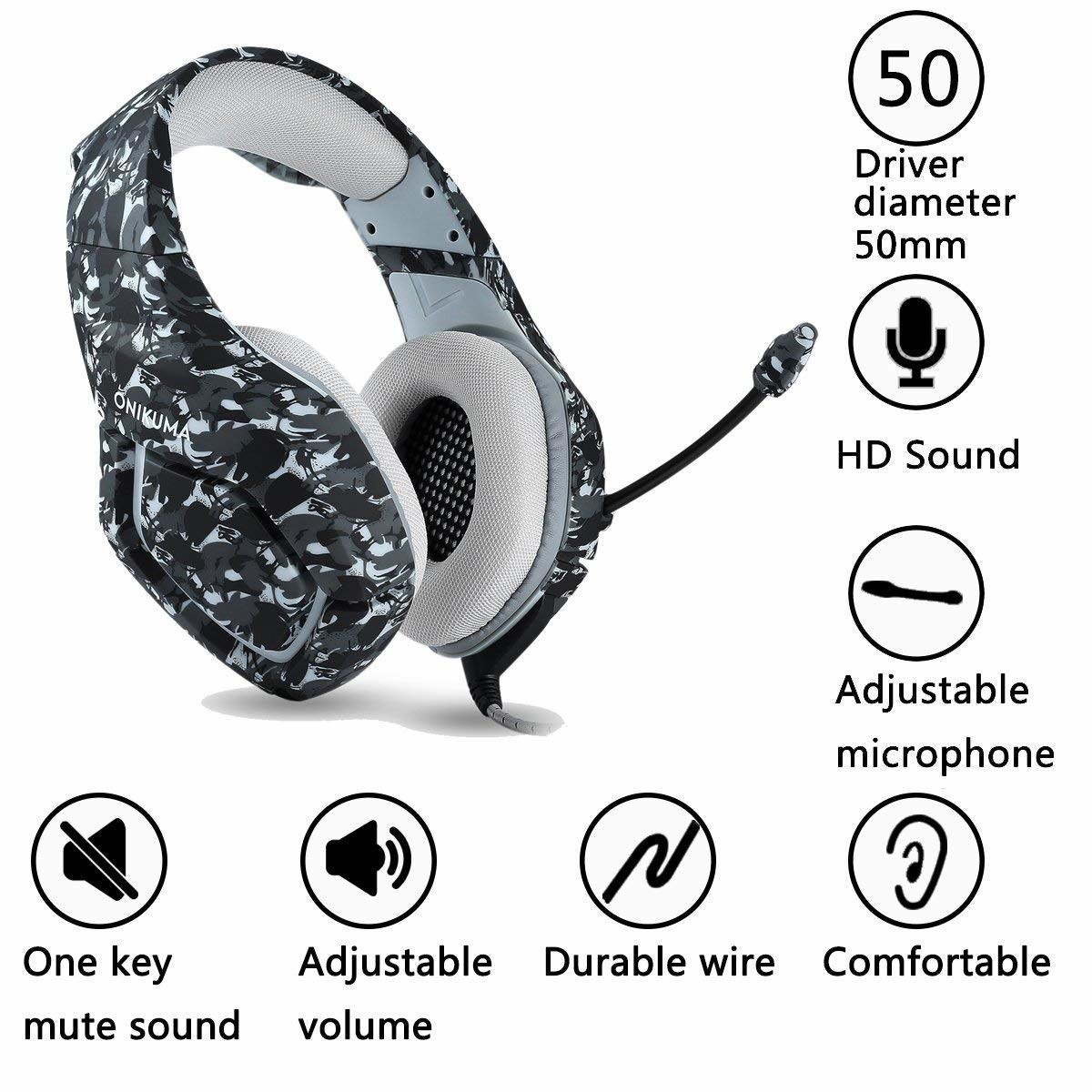 Xbox One PSP 2.2m onikuma k1b PS4 Camo Headset With Mic