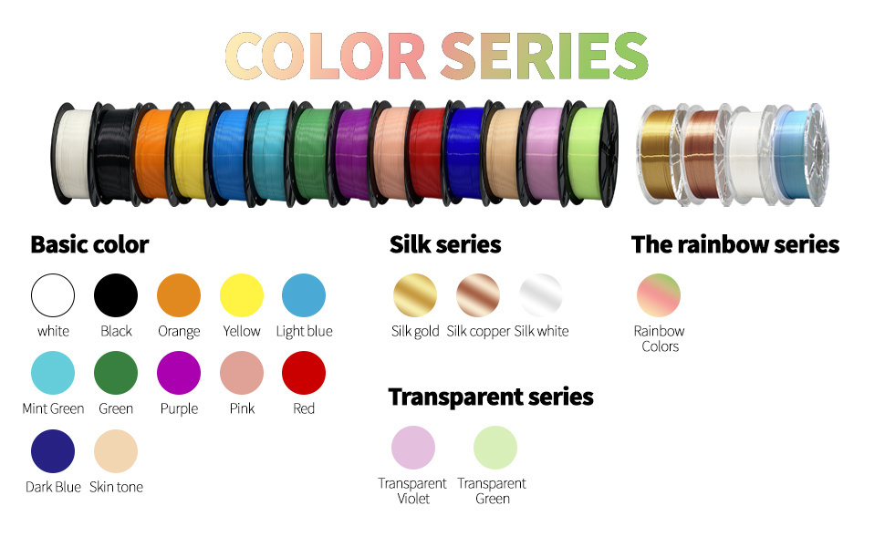 3D Printer Filament Diameter 1.75mm 18 Colors Silk Copper PLA