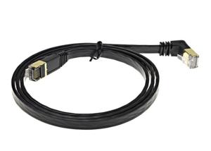 China 1 M Right Angle Cat 6 Ethernet Network Cable / Flat Patch Cord Black Color wholesale