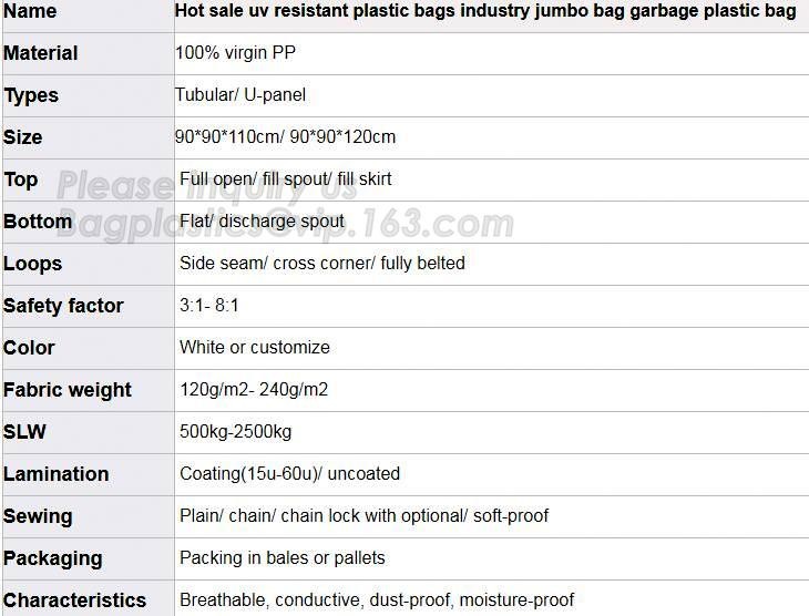 polypropylene woven plastic jumbo bag pp big bag for sand, building material, 500kg-1000kg PP Woven Jumbo Bag Big Bag wi