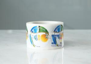 China OEM Food Safety Seal Stickers UV Coating Surface Finish Sticky Label Roll wholesale