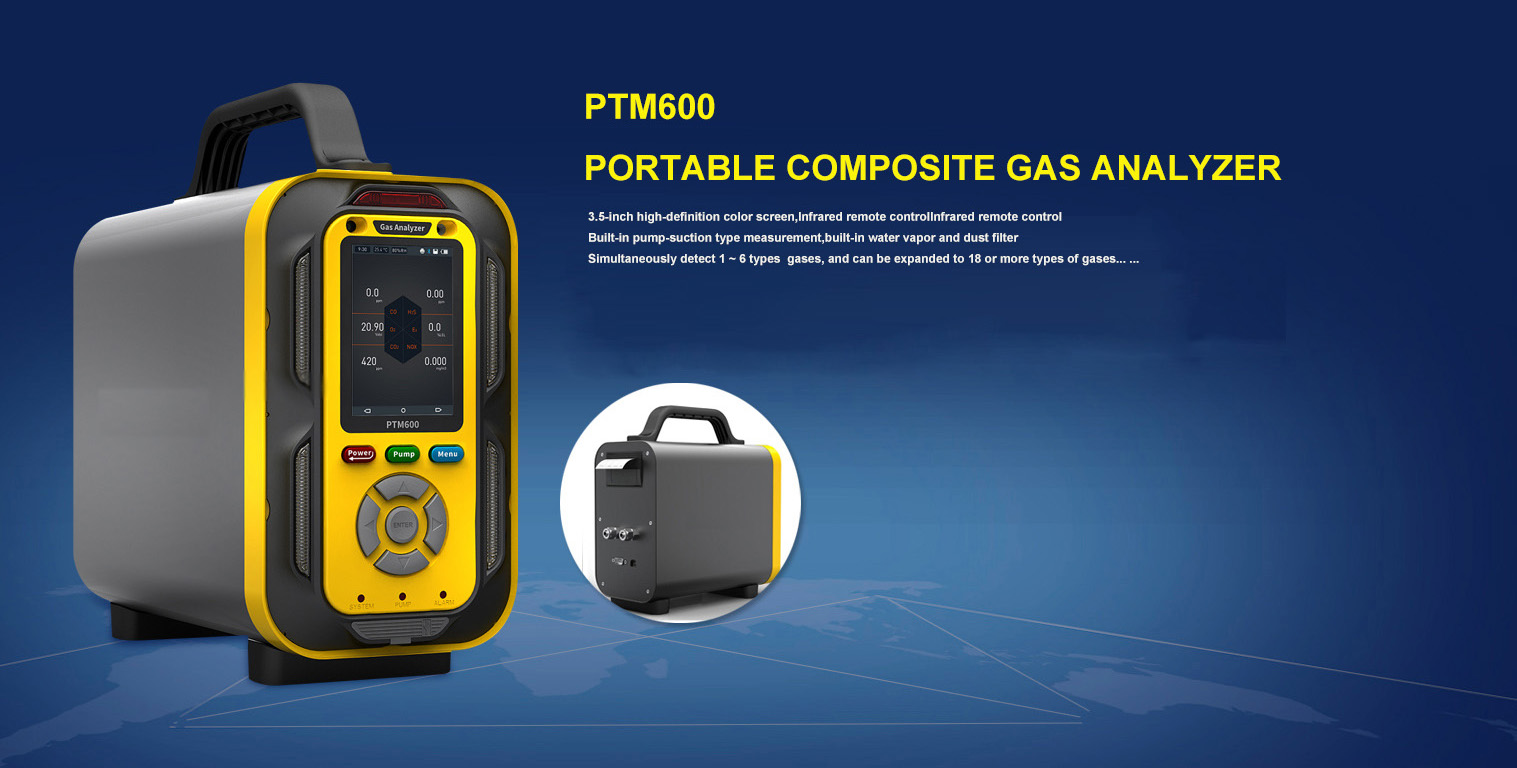 PTM600 Portable Air Quality Monitor For PM CO SO2 NO2 O3 Wind Pressure Temperature Humidity