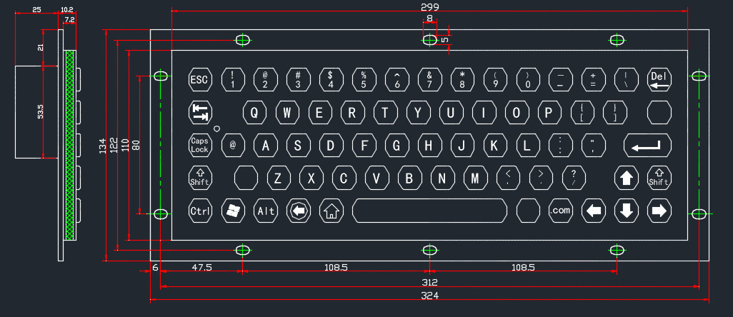 Stainless Steel Keyboard With Usb Connection Weather Proof With Fn Function Keys