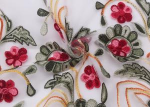 China Embroidered Lace Dress Fabric , Corded Lace Fabric Floral Tulle For Dressmaking wholesale