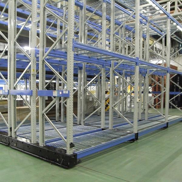 Blue Automated Storage Racking System , Electric Mobile Warehouse Racking System