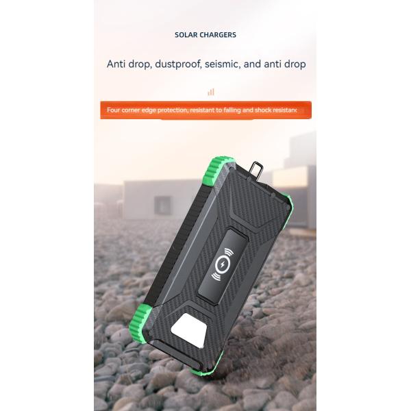 Wireless Output 5W Solar Power Bank 2.1A Output 10000mAh for iPhone 15 Outdoor Charging