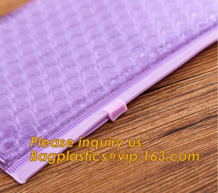 Cosmetic Slider Zip lockk Bubble Bags Bubble Slide Pouch,Zip lockk esd bubble bag bubble packaging wrap cosmetic pouch slide