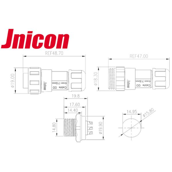 300V 10A Waterproof Small Circular Connectors M16 Sealed Against Dust And Fluid