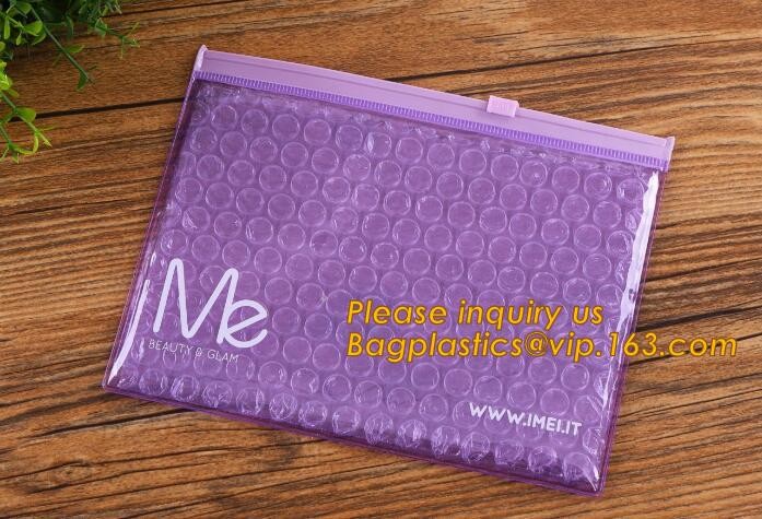 Cosmetic Slider Zip lockk Bubble Bags Bubble Slide Pouch,Zip lockk esd bubble bag bubble packaging wrap cosmetic pouch slide