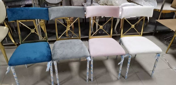 Green Cushion Luxury Wedding Chairs Gold Stainless Steel Frame For Event