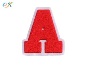 China Laser Cut Edge Custom Chenille Patches Felt Fabric Red Letter Patches wholesale