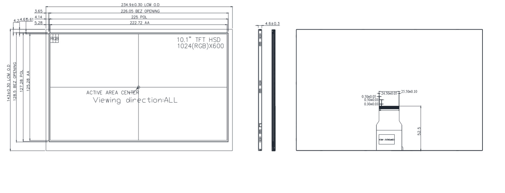 MIPI Interface 10.1 Inch Lcd Screen / 1280x800 Lcd TFT Display