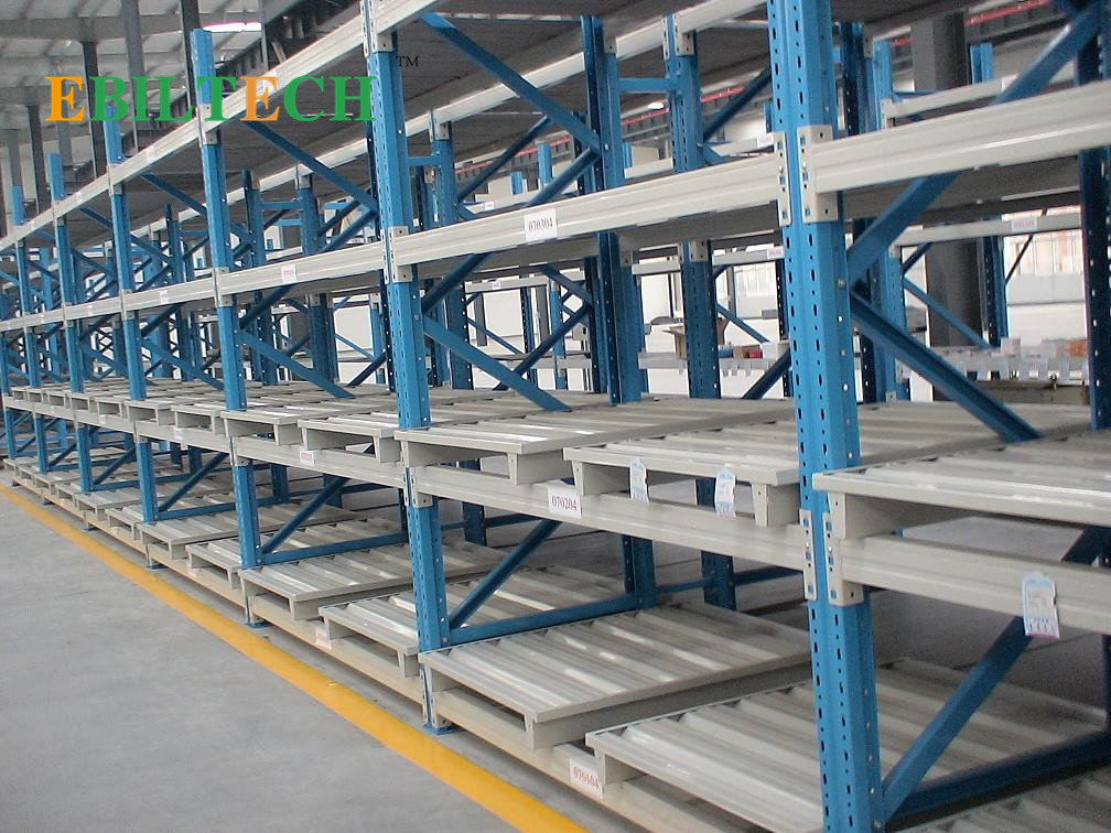 Warehouse Push Back Racking System Industrial First-In-Last-Out Operation Process