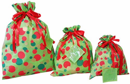 PE Plastic drawstring Gift Bags With cartoon Logo, drawstring christmas plastic giant santa sack for gift