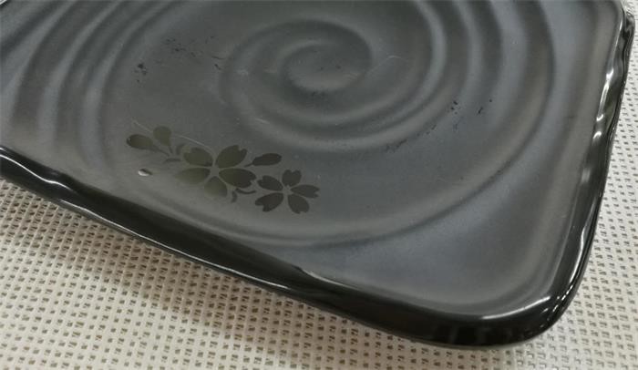 Japanese-style Rectangular Sushi Plate Black Melamine Dinnerware Weight 264g