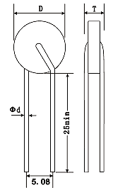 Telecom PTC Thermistor radial leaded non-coating construction