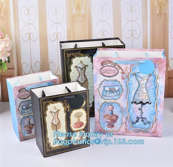 Fashion Custom Printing Luxury Gift Shopping Carrier Paper Bag With Your Own Logo Print,strong twisted handle black leat