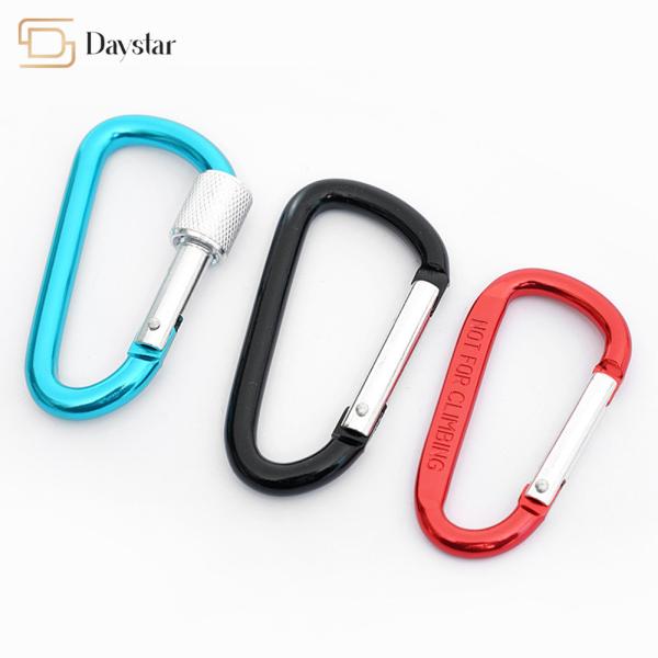 Snap Quick Hang Hooks Keychain Metal Accessories , D Ring Shape Locking Carabiners