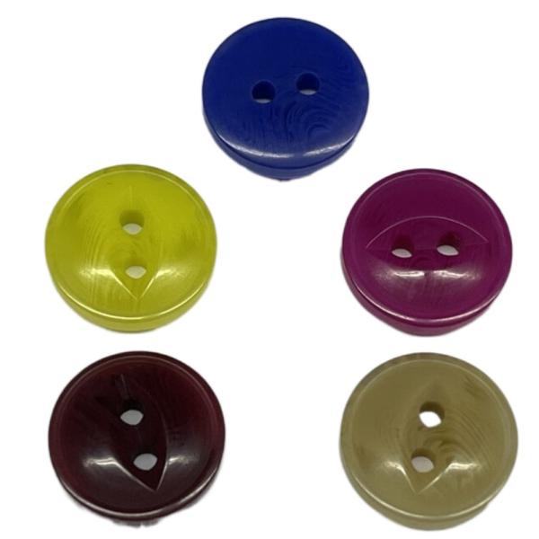 Quality Multiple Color Two Hole Plastic Coat Buttons With Fish Eye Design In 18L For Coat Sewing for sale