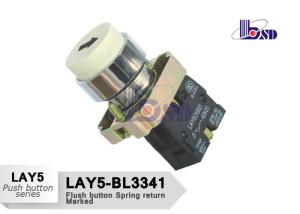 China LAY5（XB2）-BL3341 white color spring return flat button push button swithes，Convex button Spring return， Marked wholesale