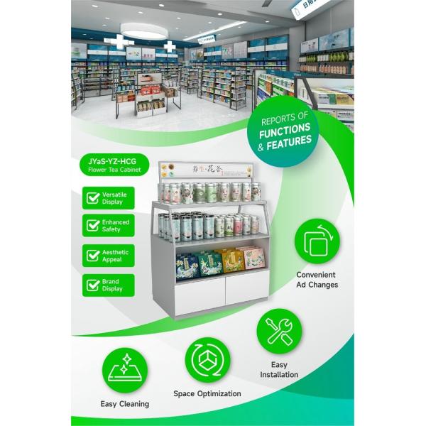 JYaS-YZ-HCG Uniform Brand Image Flower Tea Cabinet for Large Chain Pharmacies with 5mm Double-Sided KT Board