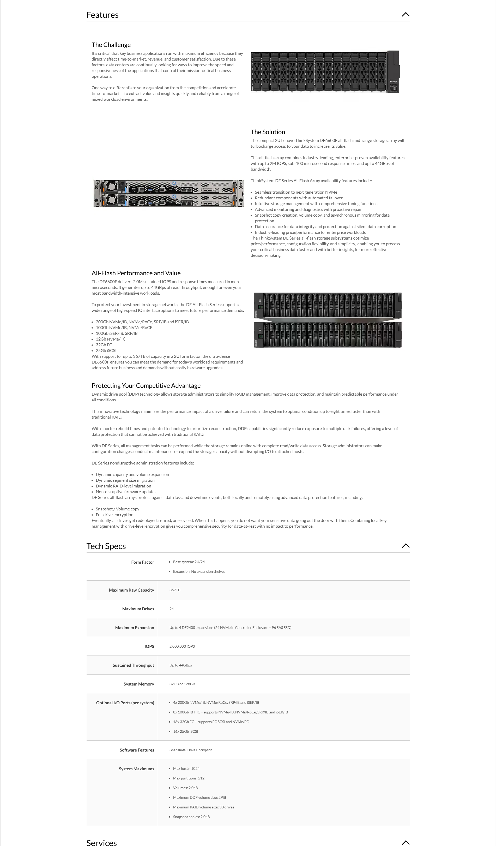 Lenovo ThinkSystem DE6600F All-Flash Storage for Mission-Critical Workloads