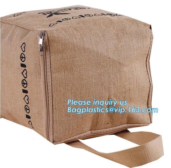 JUTE STORAGE BASKET WITH COTTON ROPE HANDLES,Burlap fabric jute toy storage basket for home storage organization bagease