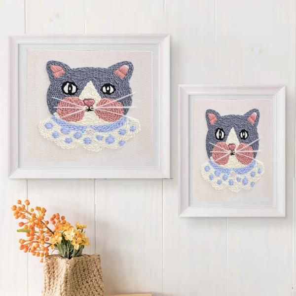 Quality Kitten Poke Embroidery Starter Set Needle Tool Threading Machine Fabric for sale