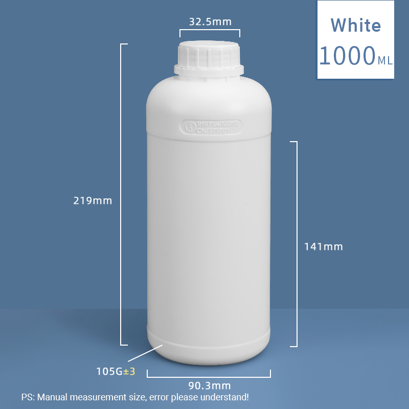 HDPE Plastic Fluoride Transparent Reagent Bottle 1000ml 1L For Chemical Packaging