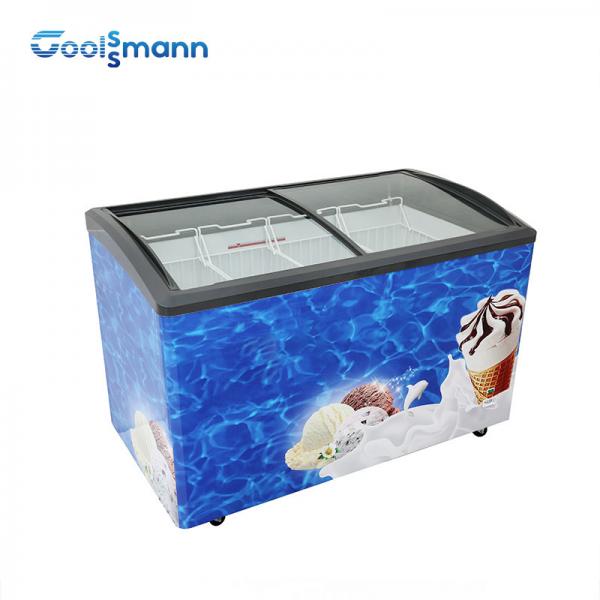 Quality 2m Length Ice Cream Display Freezer Showcase Energy Saving Clear Glass Cabinet for sale