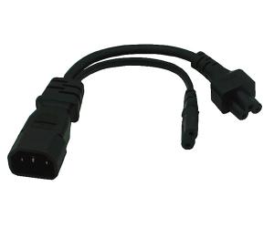 China IEC 320 C14 2 in 1 Y Split Power cord, C14 to C5+C7 short power cable 20CM on sale