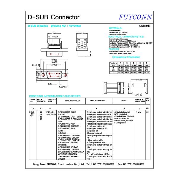 Crimping Cable IDC Ribbon Connector , Male 9pin Ribbon D-SUB Connector