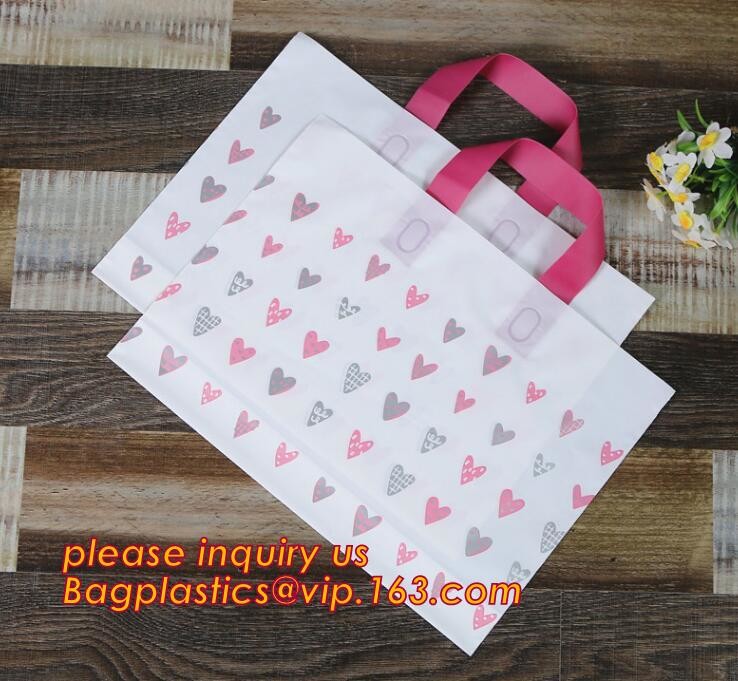 Promotional customized high quality soft loop plastic cloth bag,manufacturer custom soft loop handle polyethylene PE pla